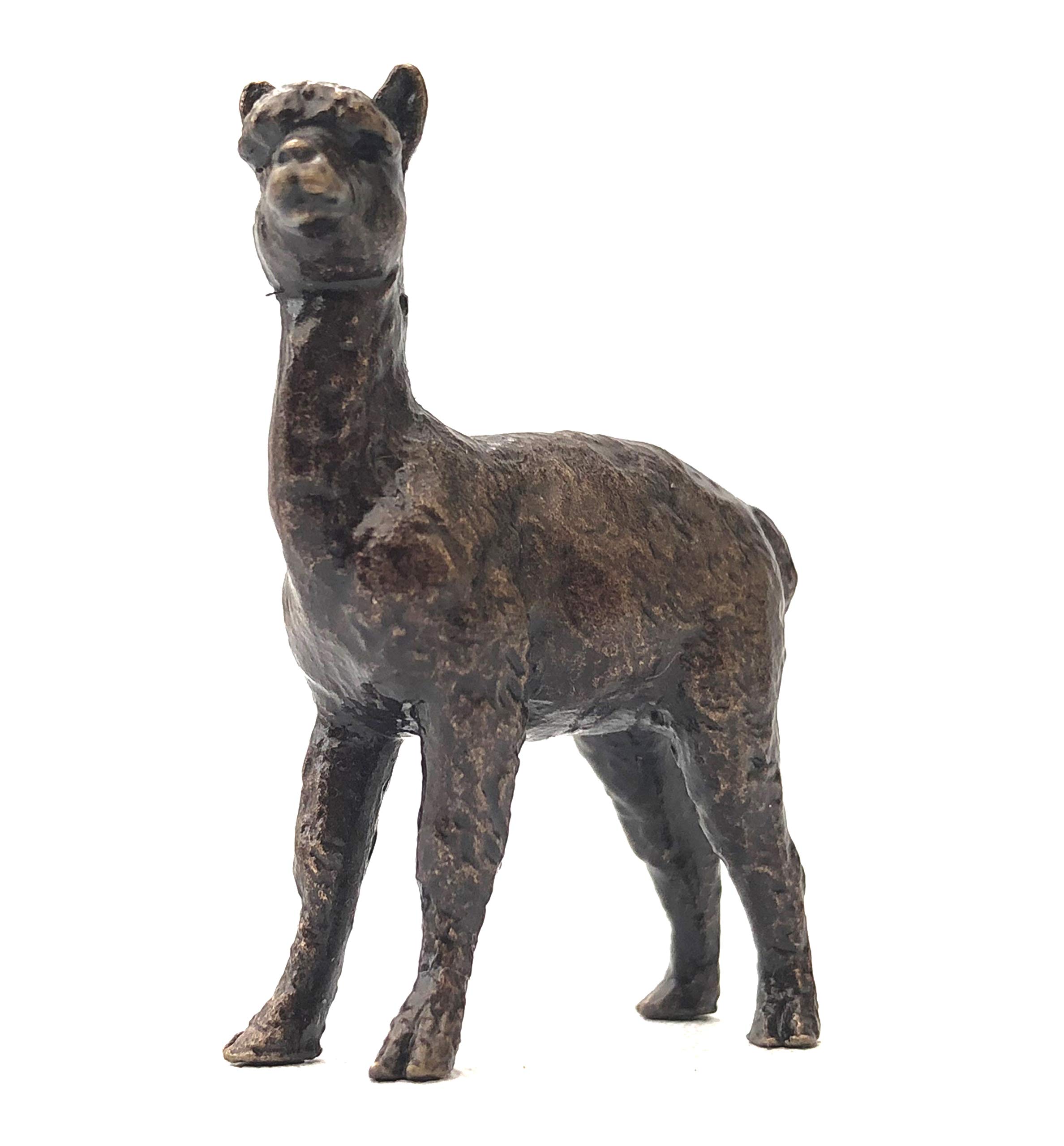 Richard Cooper 2093 Alpaca Solid Bronze Miniature Sculpture Figure - 4.0 x 2.5 x 1.5 cm