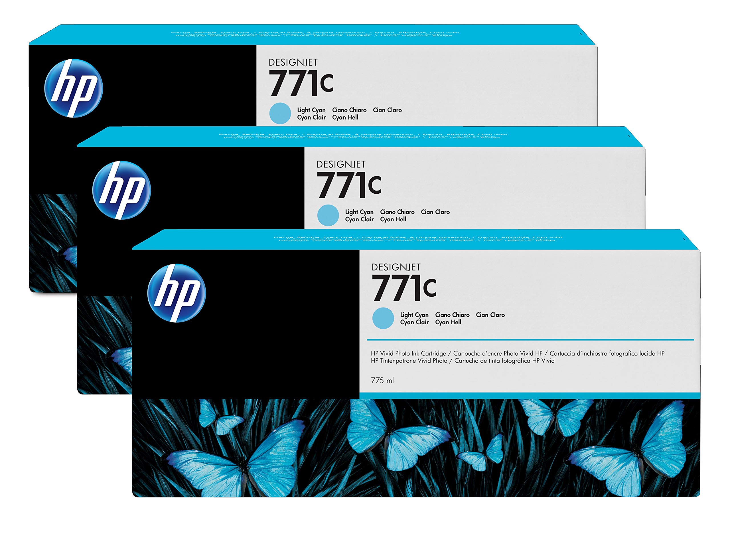 HP 771C 775ml Designjet Ink Cartridge - Light Cyan (Pack of 3) — image 1