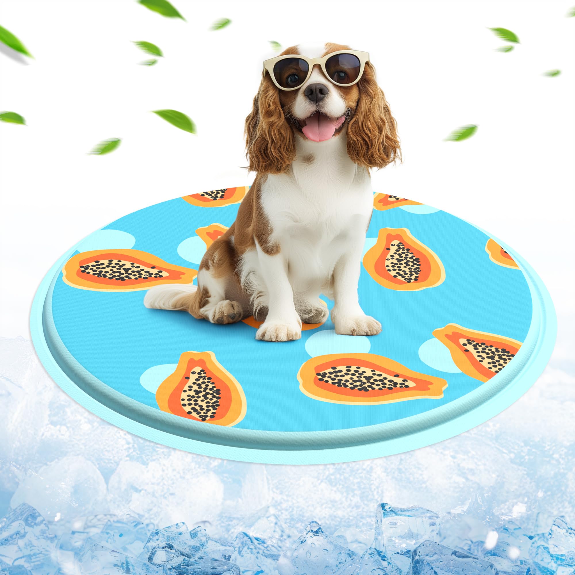 ALL FOR PAWS Dog Cooling Mat 60CM, Pet Bed Mat Self-Cooling Pad Cool Gel Bed Large Dog Pads Mats, No Need to Refrigerate or Freeze, Great For Pets in Hot Summer(Papaya)