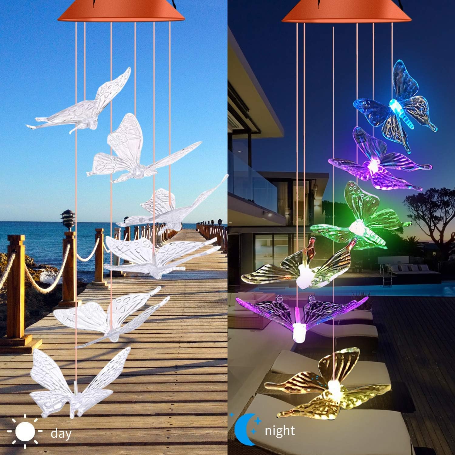 Outdoor Decor Colors Changing Solar Powered Ball Wind Chime Garden Outdoor Decor Solar Light Mobile For Yard Solar Wind Chimes Outdoor Gifts For Mom Energy Saving And Waterproof Memorieal Wind Chimes