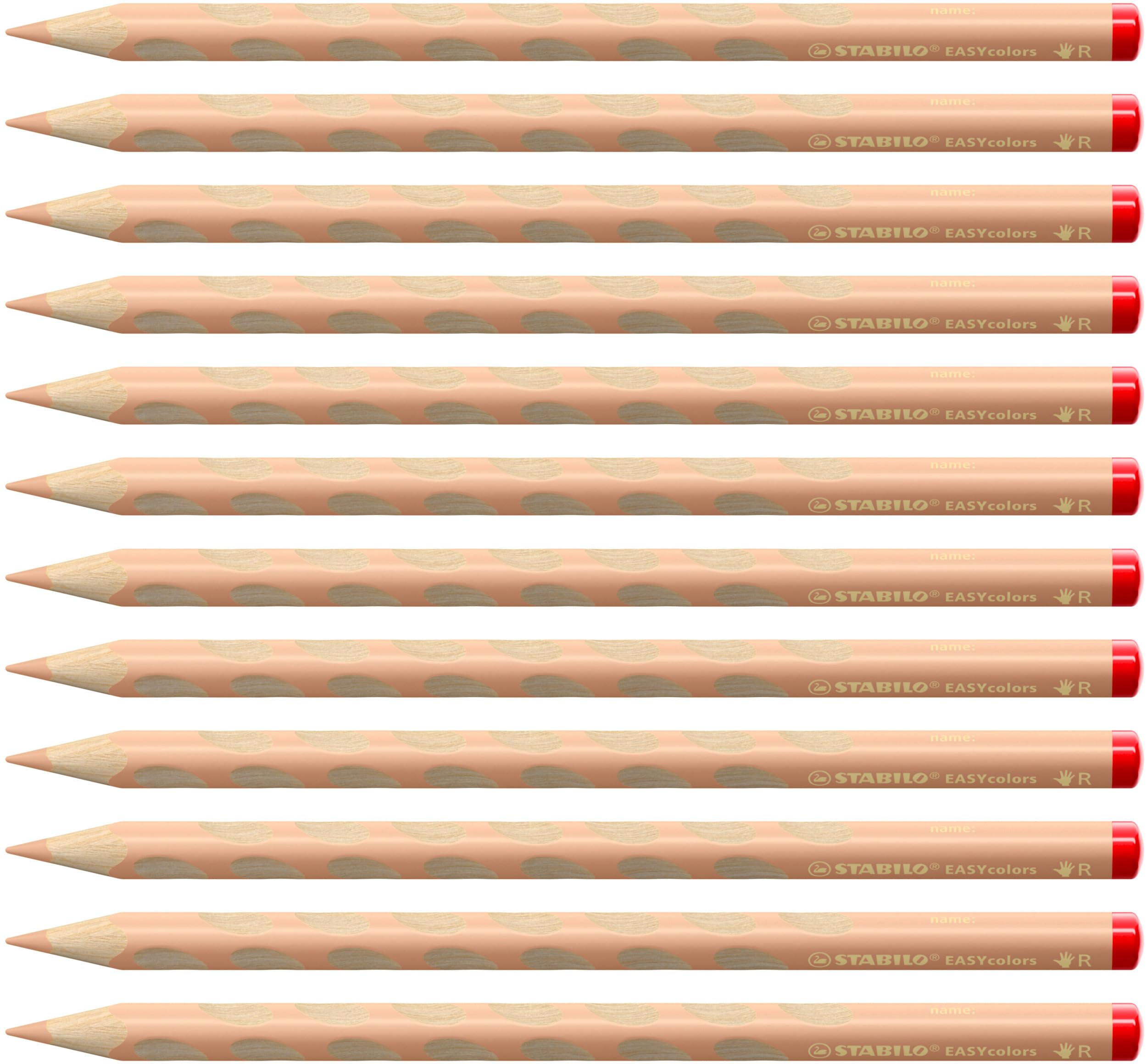 STABILO Ergonomic Colouring Pencil EASYcolors - Right-Handed - Pack of 12 - Apricot