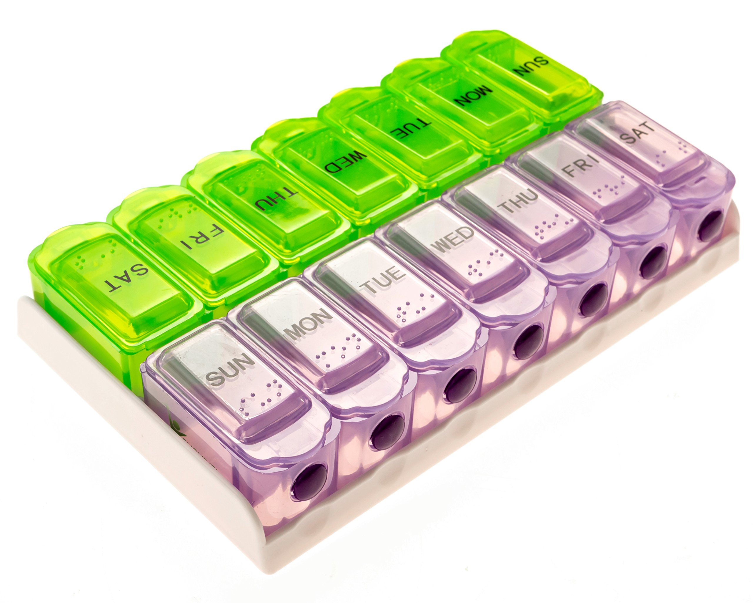 7 Day AM PM or Double Push Button Pill Organizer Weekly Pill Organizer