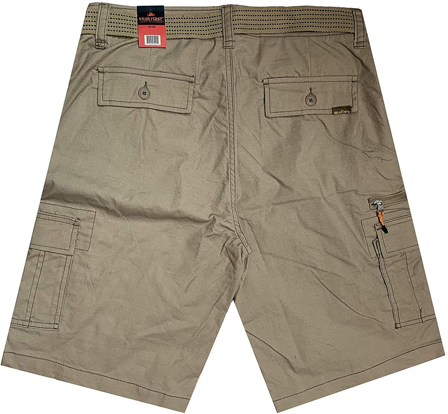 Wearfirst Men S Comfort Flex Waist Free Band Cargo Shorts Khaki