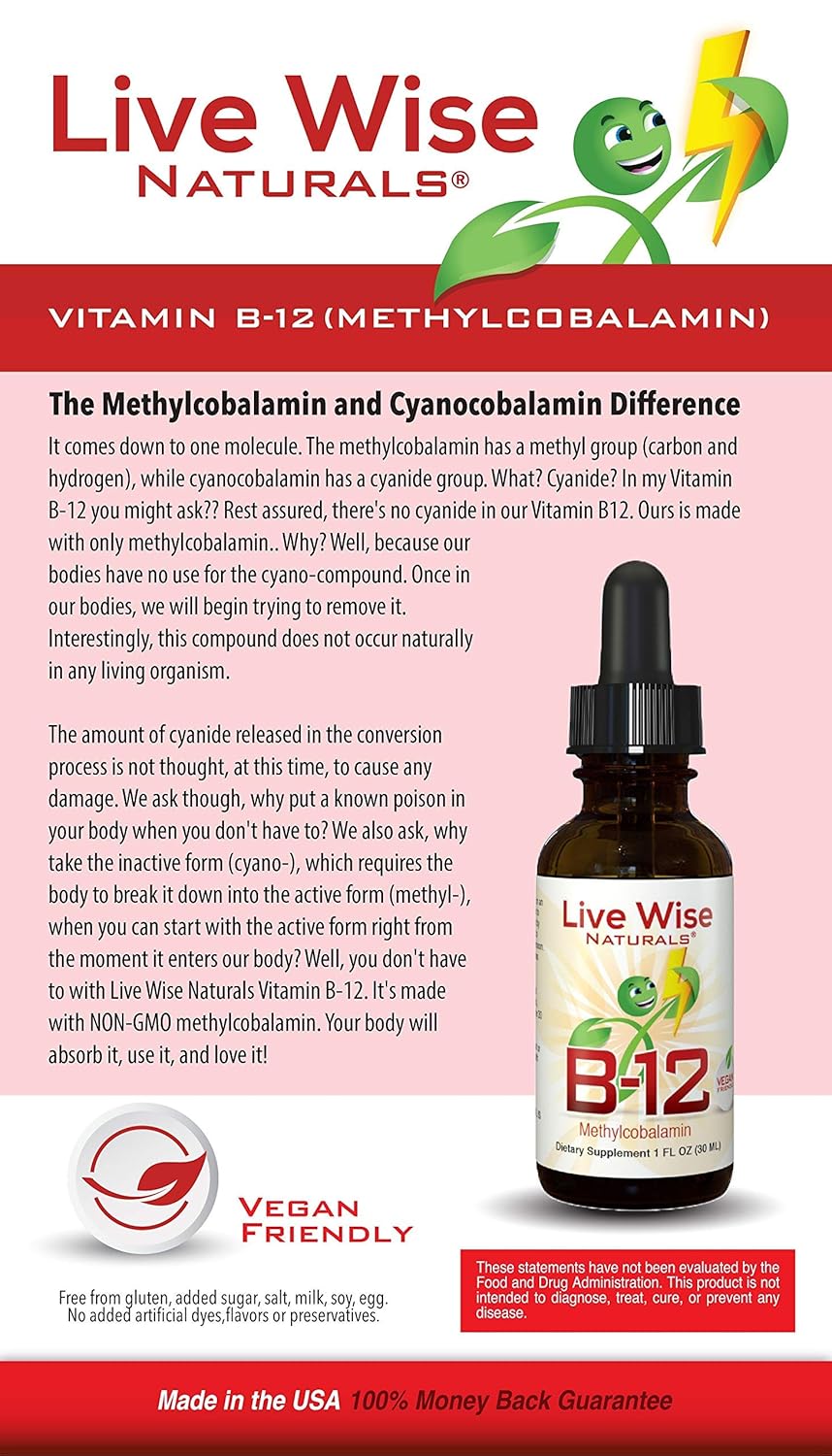 Liquid B12 Vitamin Sublingual AllNatural Liquid Vitamin Vegan B12