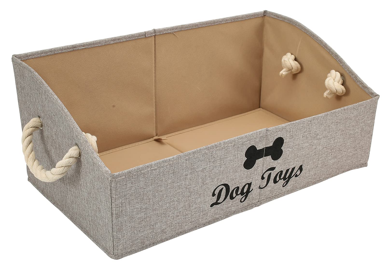 Morezi Trapezoidal Canvas Pet Toy Chest with Handle, Suitable for Storing Dog Toys and Pet Supplies-Light Brown