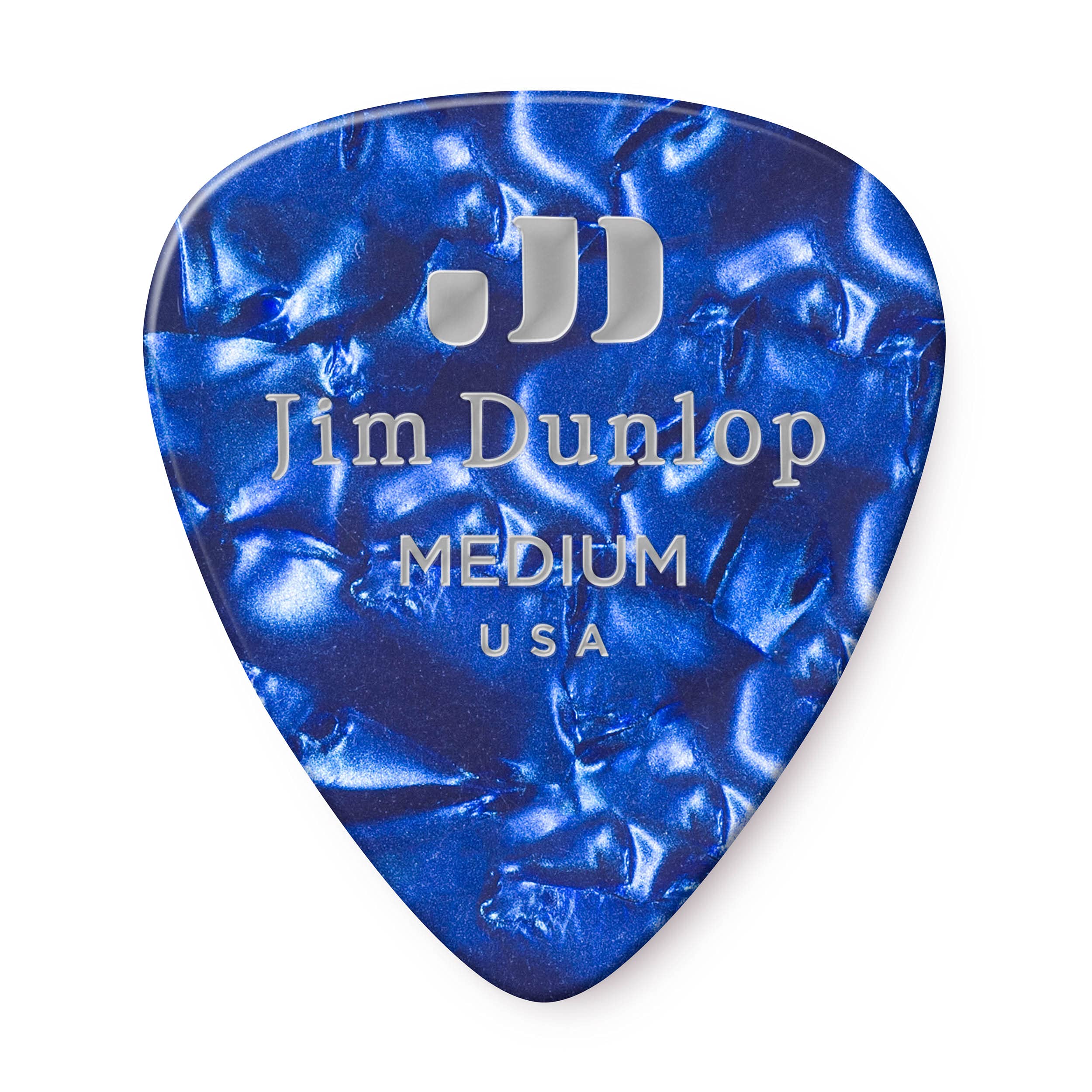 Dunlop 483R10MD Genuine Celluloid, Blue Pearloid, Medium, 72/Bag