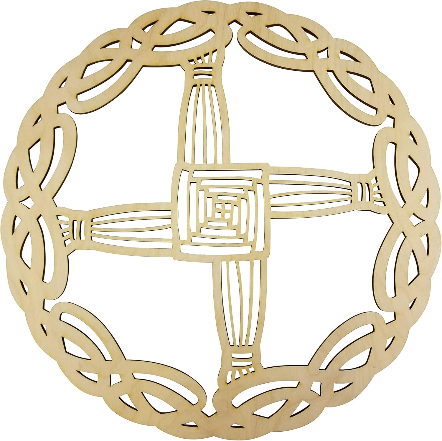 Mixed Media - 12” Celtic St Brigid’s Cross Celtic Knot Wall Art | 12” Diameter - 1/8” Thick | Wooden Wall Art, Crystal Grid, Zen Wall Art, Wooden Art, Wooden Wall Art Decor | Sacred Geometry Art, Geometry Art