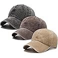 3 Pack Washed Plain Vintage Baseball Cap Cotton Adjustable Twill Bulk Low Profile Classic Dad Hat for Men/Women