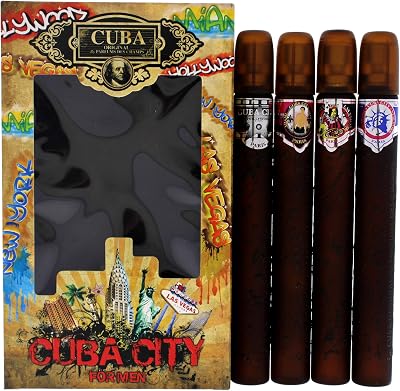 Cuba City Men 4 Pc Gift Set Hollywood Miami Las Vegas New York 1.17oz EDP Spray
