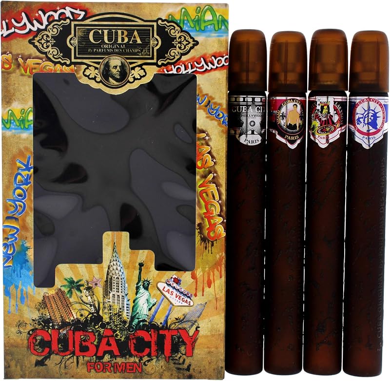 Cuba City Men 4 Pc Gift Set Hollywood Miami Las Vegas New York 1.17oz EDP Spray