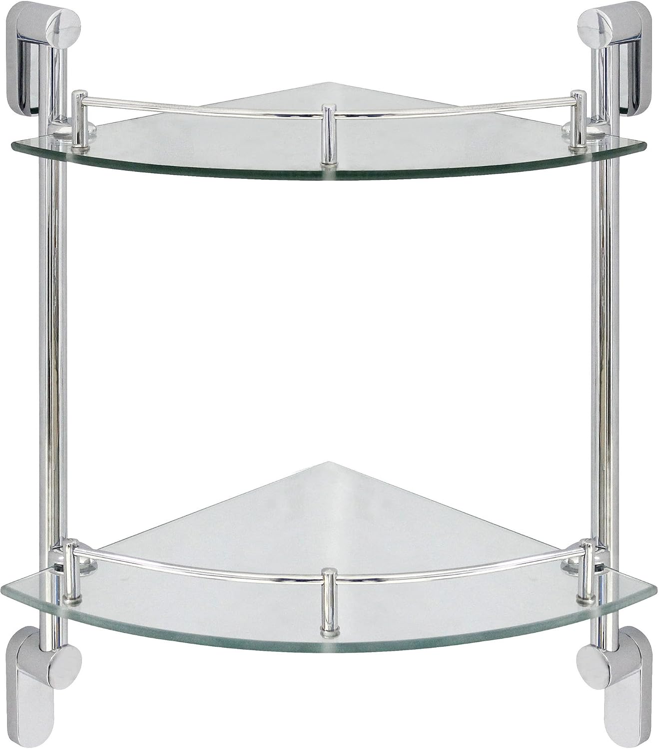 Amazon Com Modona Double Corner Glass Shelf With Pre Installed Rail Polished Chrome Oval Series 5 Year Warrantee Home Kitchen