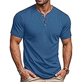 MAGCOMSEN Men's Henley Short Sleeve Shirt Moisture Wicking Lightweight Cotton T-Shirts Casual Summer Basic Tee Shirt