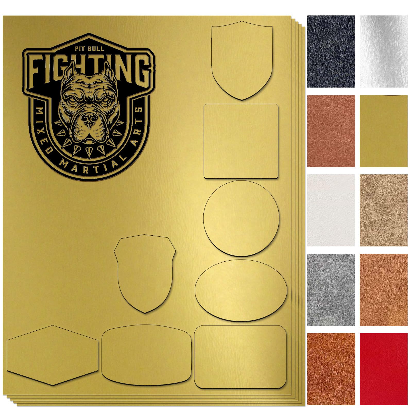 Photo 1 of [Gold] Leather/Leatherette Patches/Sheets for Laser Engraving Iron-on with Heat Press Adhesive Backing,Blank Laserable Faux Pu Leather Material Supplies(5 Pcs/Package)