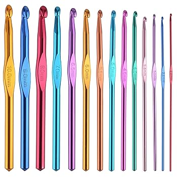 BCMRUN 14 pcs Multicolor Aluminum Crochet Hooks