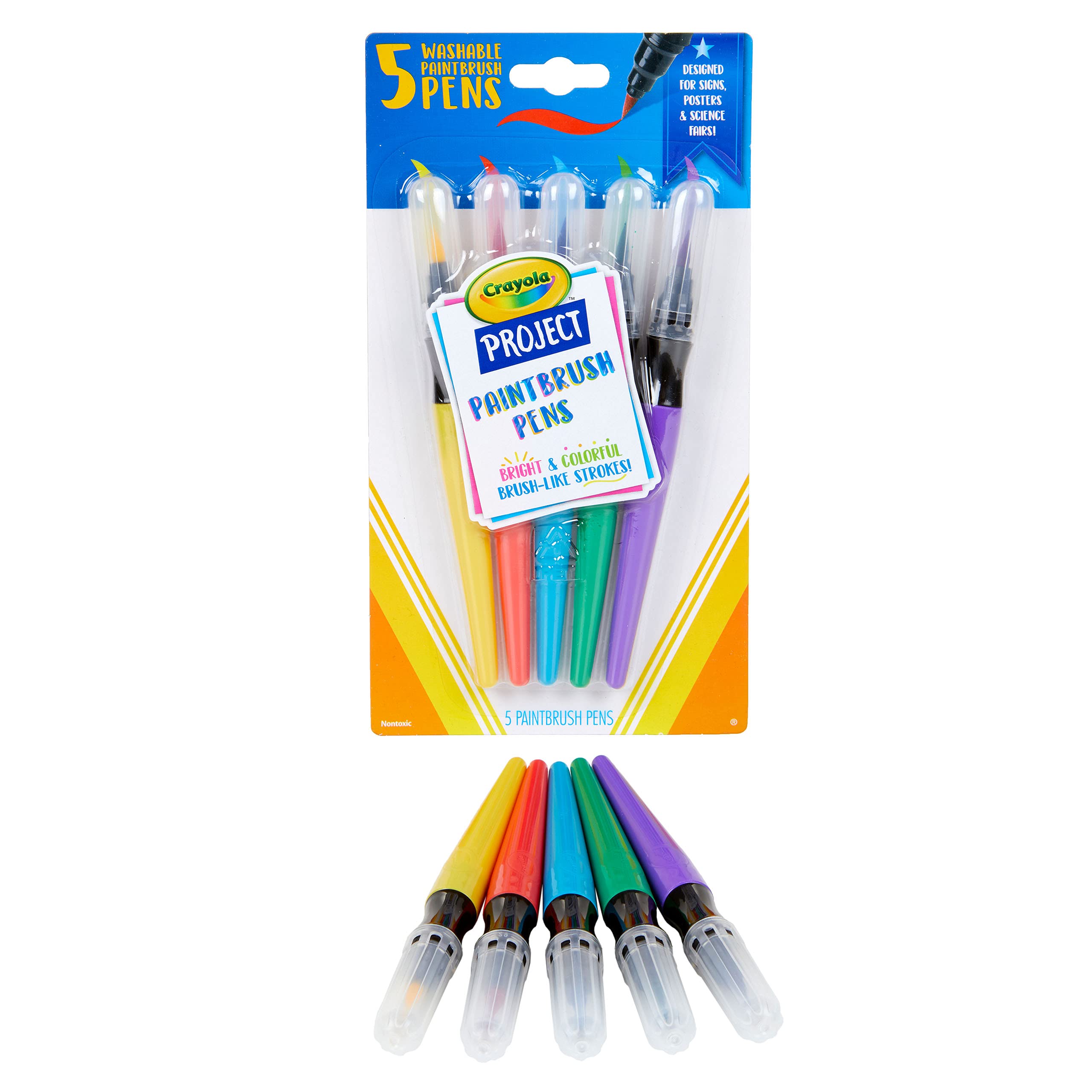 Crayola Washable No Drip Paint Brush Pens, Paint Set for Kids, 5 ct