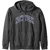 New York Varsity Style Navy Text Zip Hoodie
