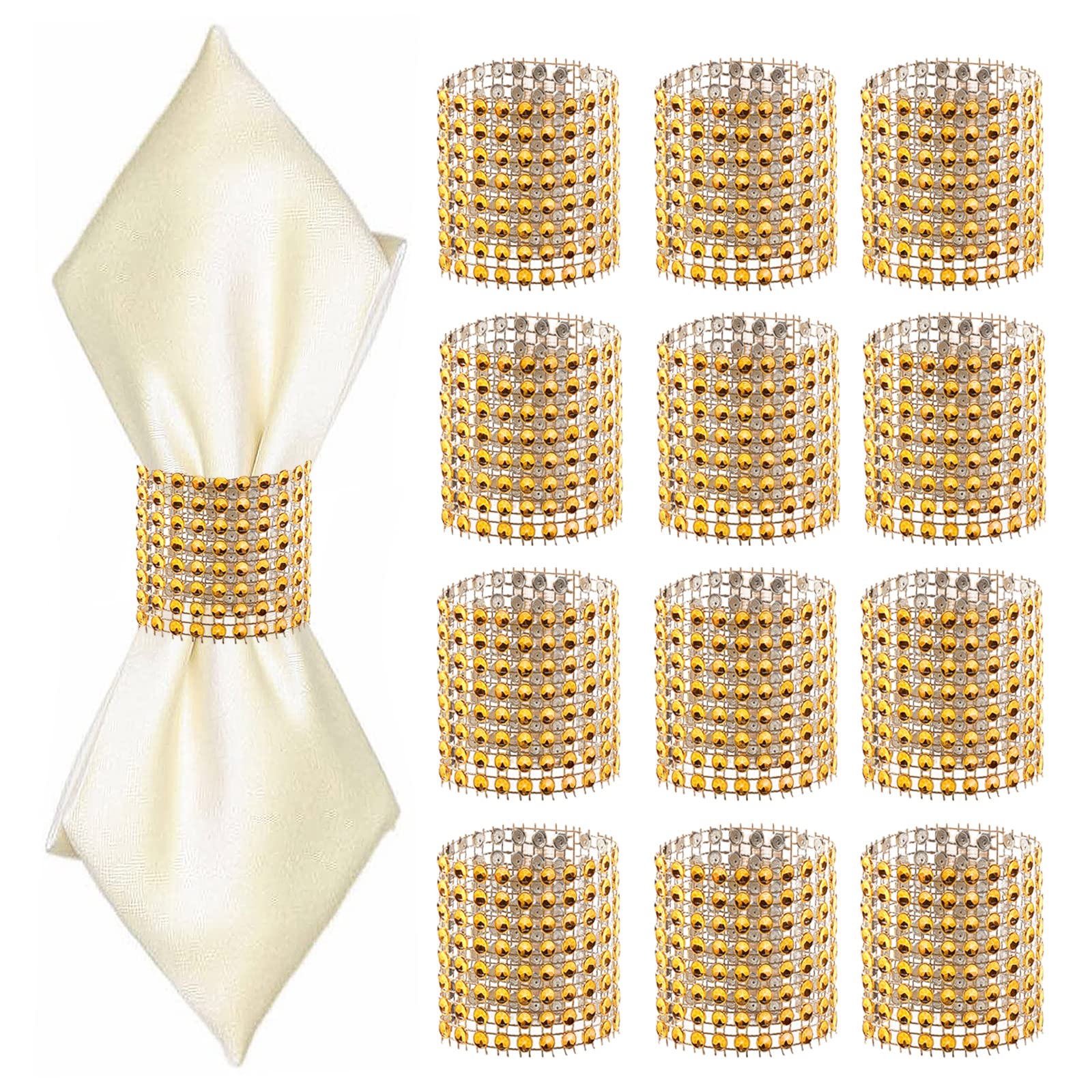 Photo 1 of 24Pack Napkin Rings, Gold Napkins Rings Plastic, Gold Napkin Holders for Anniversary, Birthday, Parties, Weddings and Dinners