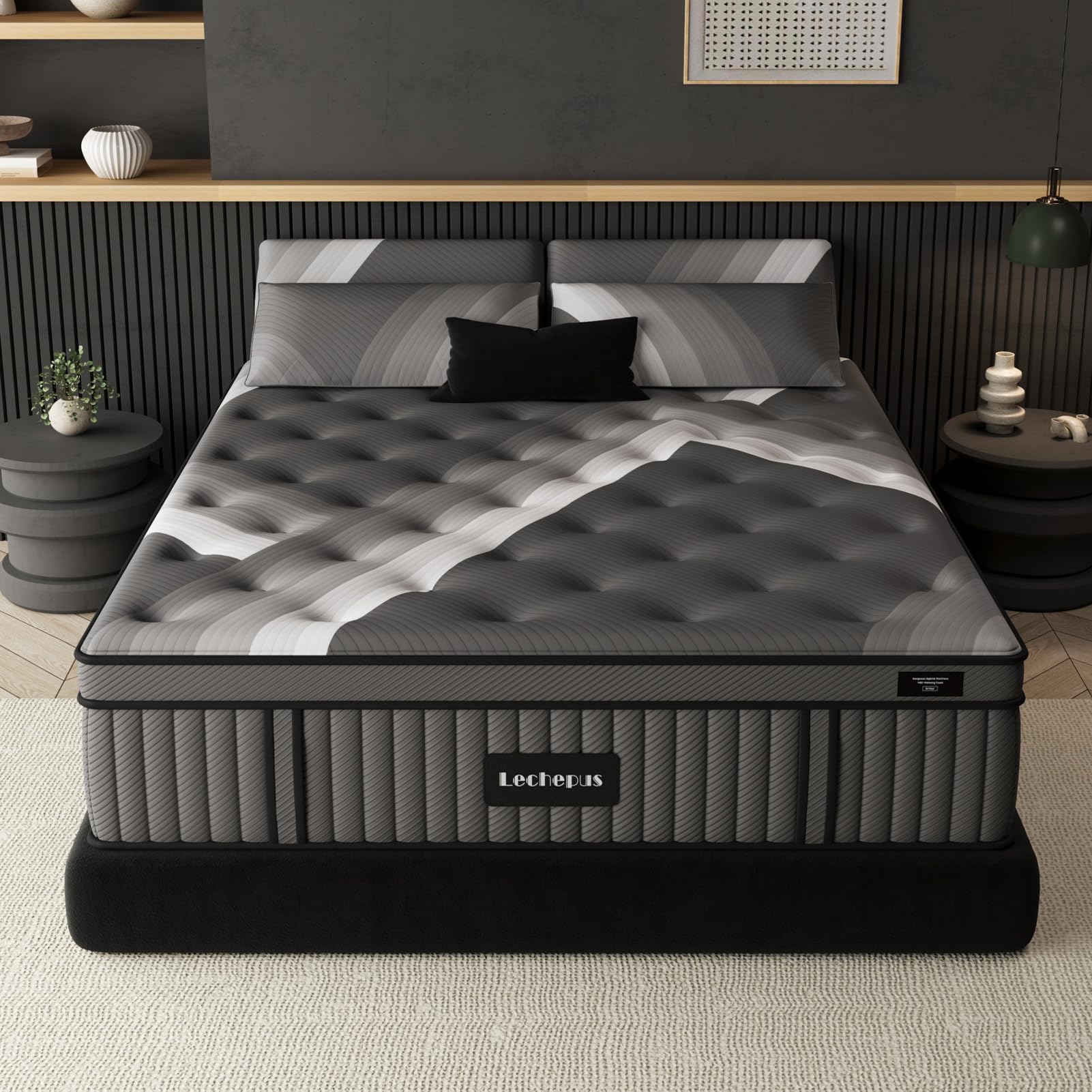 Photo 1 of Lechepus 14Inch California King Mattress in Box, Plush Memory Foam Calking Size Mattress Sleep Presssure Relief, 5-Zone Individual Pocket Spring Mattresses, CertiPUR-US Certified None of Fiberglass