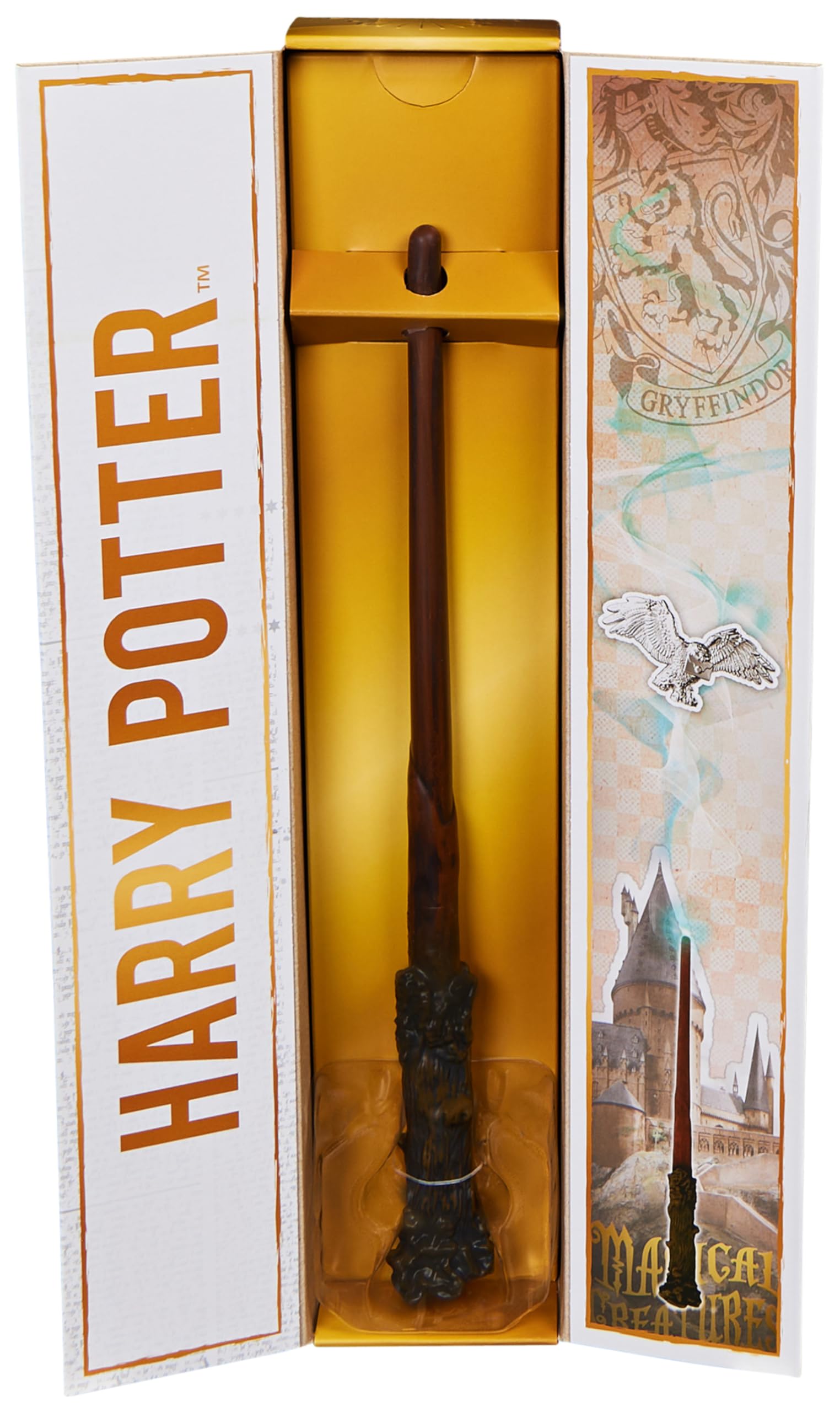 Wizarding World Harry Potter, 12-inch Magical Collector Harry Potter Wand with Stand & Die-cast Icon, Magical Creatures, Accessory for Halloween Costumes