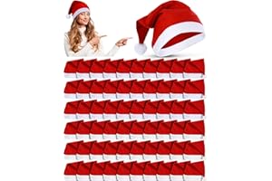 Vicenpal Santa Hats Bulk Christmas Party Non Woven Fabric Xmas Hats Christmas Holiday Costume Favor Supplies