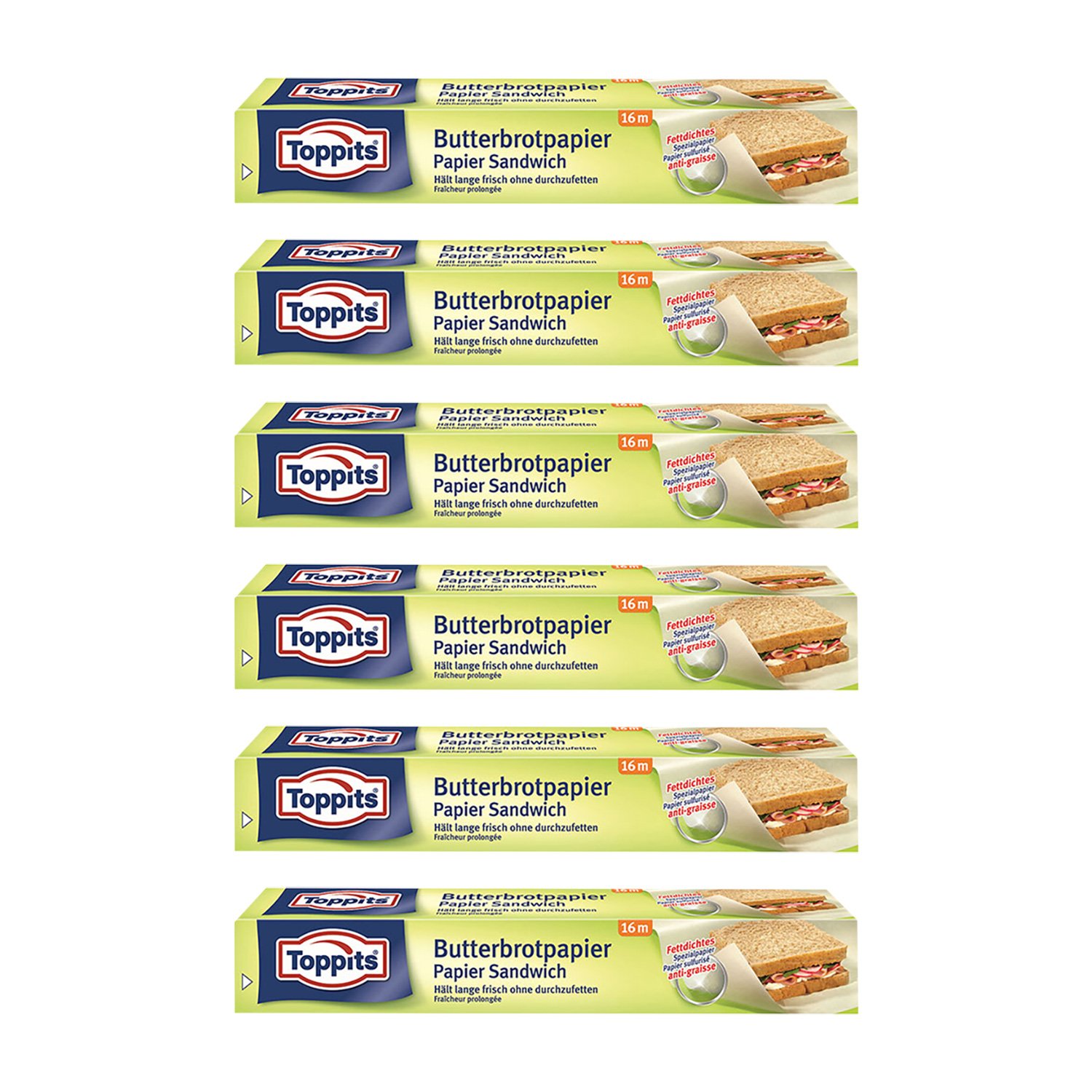 Toppits Butterbrotpapier (28cm x 16m), 6er Pack (6 x 16 Meter): Amazon