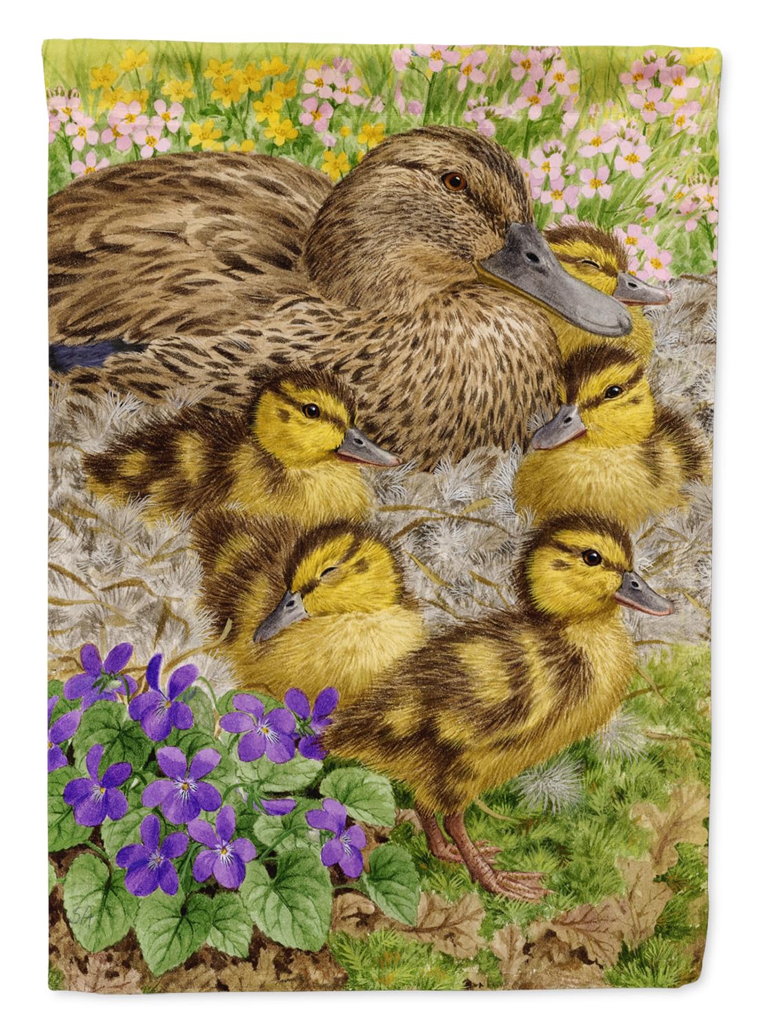 Caroline's Treasures ASA2084GF Female Mallard Duck and Ducklings Garden Size Flag, Small, Multicolor