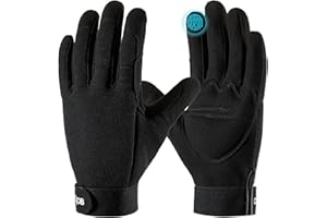 COOLJOB Thorn Proof Garden Gloves with Touchscreen Fingers for Men, Rose Pruning Work Gloves with Palm Cushion for Gardener, Farmer and Landscaper (Black 1 Pair Large)