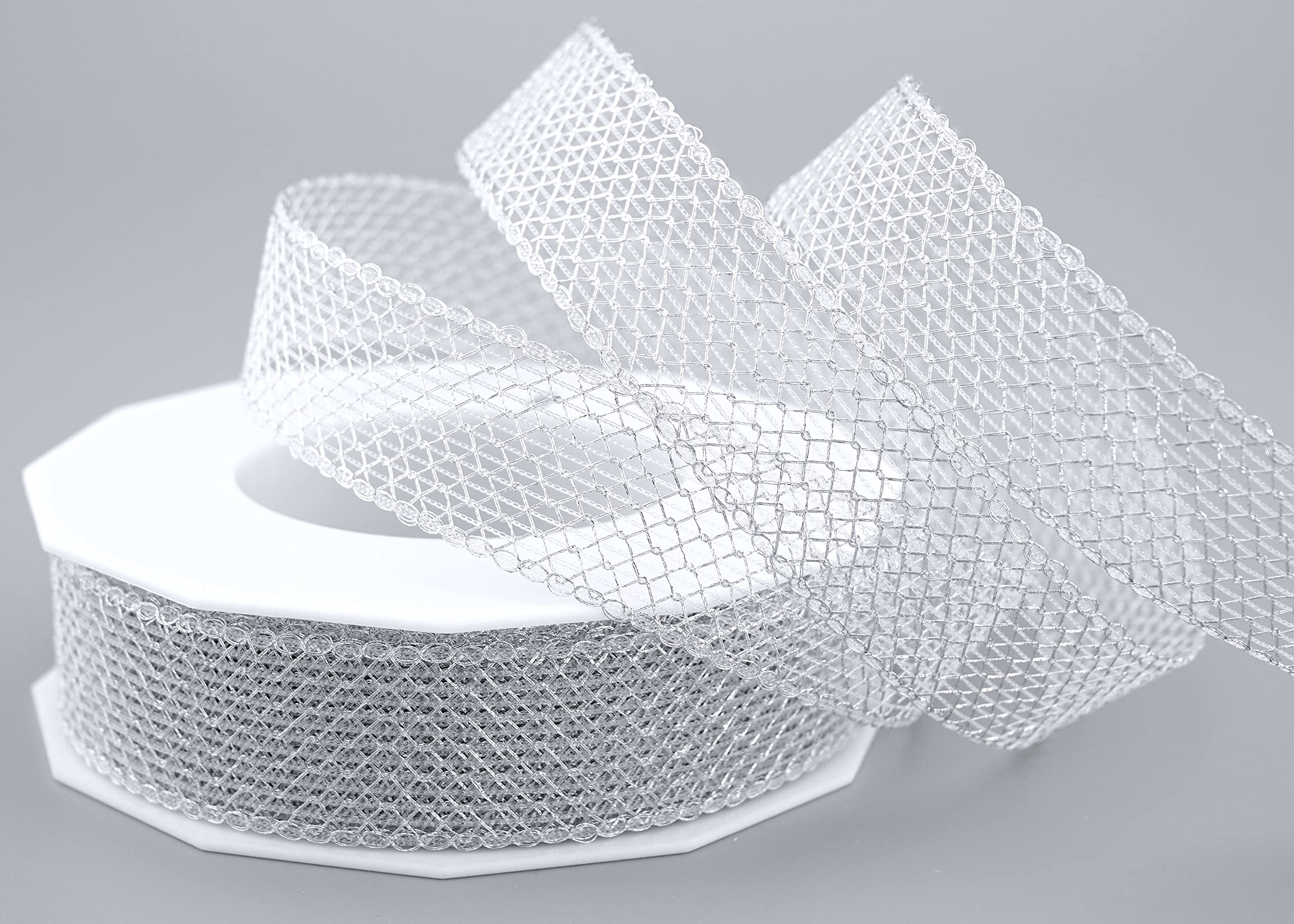 Finemark lace ribbon Jane gold mesh ribbon mesh ribbon wire ribbon gift ribbon for craft decorating floristry ribbon ribbon decoration decoration shine metallic floristry ribbon gold silver, Silver