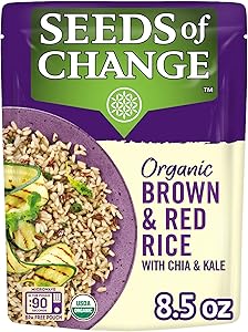SEEDS OF CHANGE Organic Brown & Red Rice with Chia and Kale, Microwaveable Ready to Heat, 8.5 Ounces
