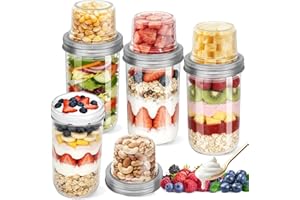 Large Capacity Overnight Oats Jars with Lids (4Pcs) Dual-Layer Chia Pudding Jars with Dry and Wet Separation Yogurt Parfait C