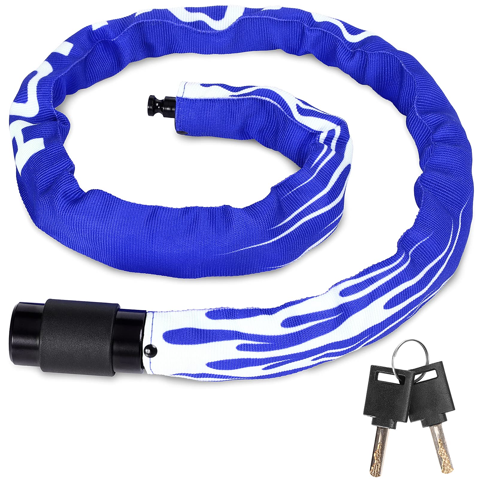 High Security Bike Lock - 100cm Length Chain Lock with Rotatable Head and Waterproof Keyhole, Suitable for E Bike/Motorcycle/Door/Gate/Fence