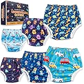 Waterproof Plastic Underwear for Potty Training, 6-Pack - Super-Soft Cloth Diaper Covers with Ultra-Thin TPU Inner Layer to Prevent Leaks - Reusable - Multicolor Prints