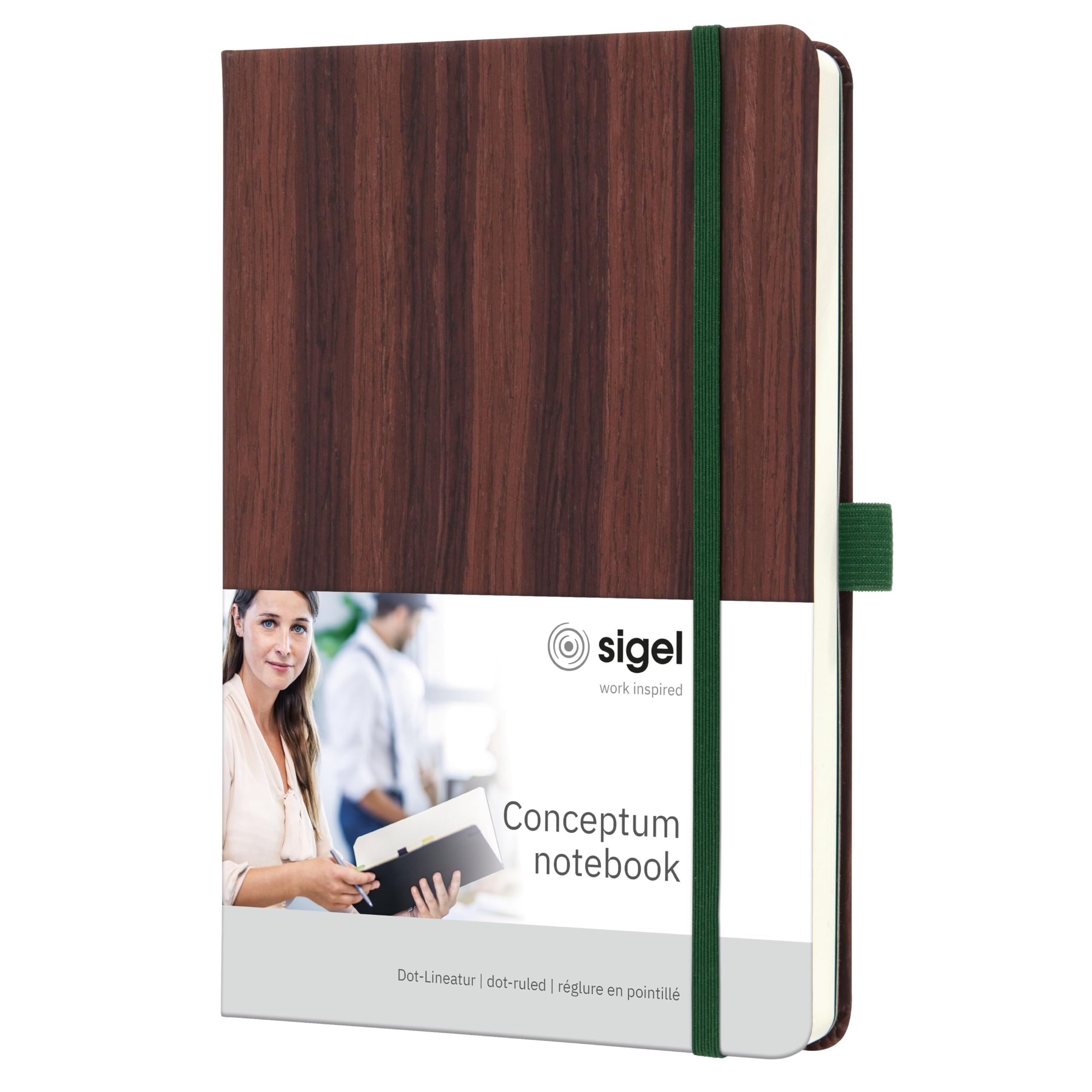SIGEL CO673 Notebook Conceptum, Nature Edition, woodgrain, dotted (dot grid), approx. A5, brown, hardcover, 194 pages, FSC-certified