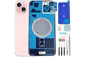 LNONLS 15 Plus Back Glass Replacement for iPhone 15 Plus Rear Back Cover Glass Waterproof and Camera Lens+Professional Repair Tool Kit (Pink)