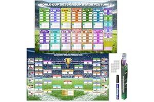 ZUOMAGUO World Cup Schedule Poster 2026 World Soccer Game Wall Chart Poster No Crease World Cup Soccer Calendar Football Tournament Schedule Home Bar Party Decorations - 1