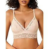 Avidlove Lace Bralette for Women Sexy Wireless Bralettes Non Padded Bralette V Neck Minimizer Lingerie