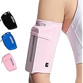 HiRui Running Armband Sleeve Universal Sports Armband Cell Phone Holder Armband for Exercise Workout, Compatible with iPhone 16/15/14/13/Plus/Pro Samsung Galaxy All Phones (M, Pink)