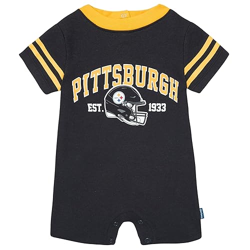 Gerber Baby NFL Team Short Sleeve Romper, Steelers, 18 Months