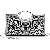 DTGN Evening Bags Clutch Purses for Women Formal, Rhinestone Handbags Purse Shoulder Bag with Chain Sparkly for Wedding Guest Party Black
