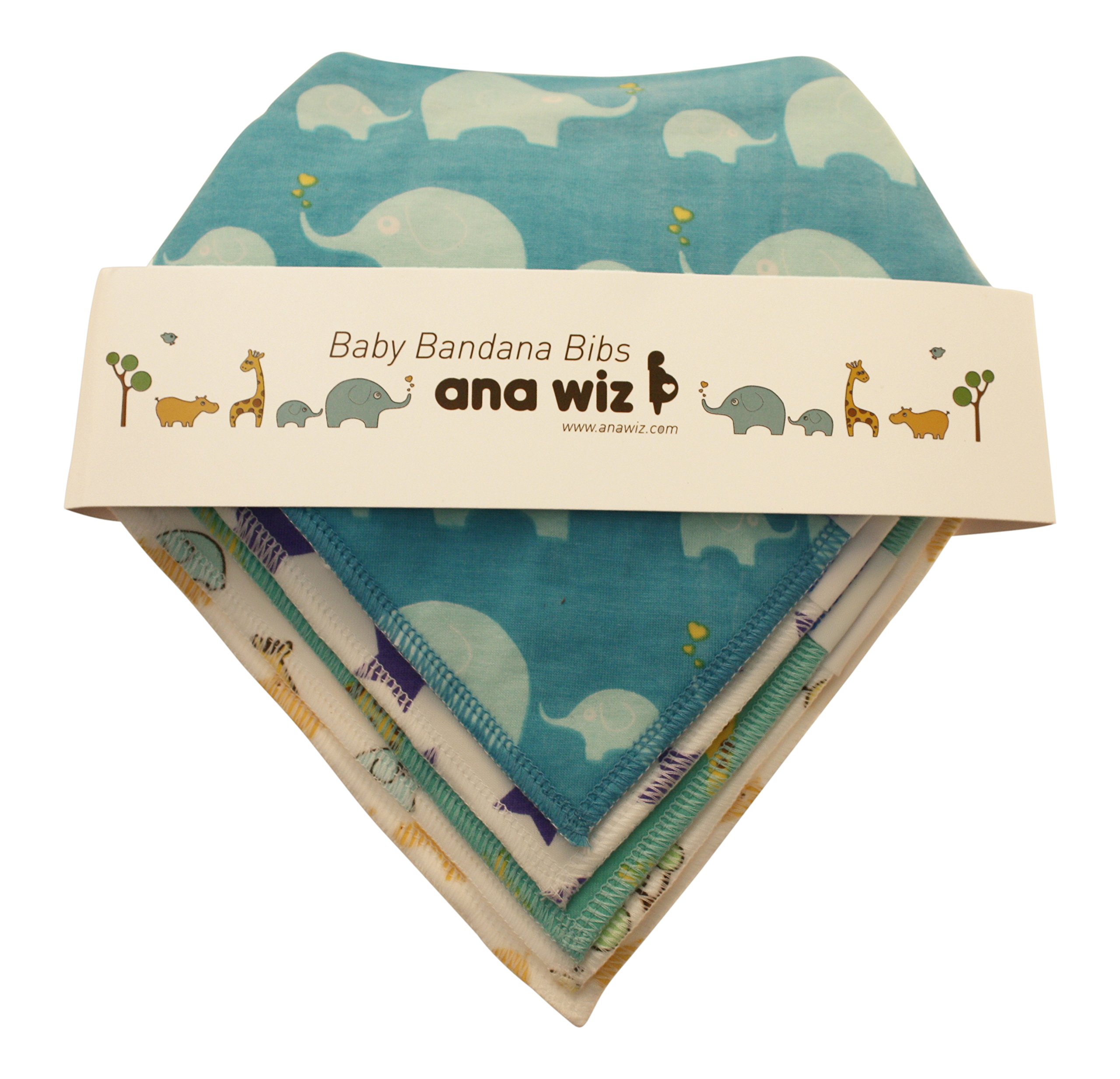 ana wiz Premium Baby Bandana Bibs, 100% Organic Cotton, Set of 5 Unique Designs (Boys Set)
