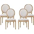 Christopher Knight Home Hilary French Country Fabric Dining Chairs (Set of 4), Beige + Natural