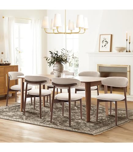 Shunzhi Set Of 2 Upholstered Farmhouse Dining Chairs - Mid Century Modern, Linen Fabric, Rubber Wood Frame