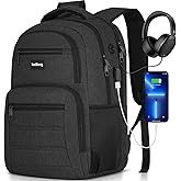 kadilong Laptop Backpack Men Book Bag for Women,School Backpacks for Teen Boys with USB Charger,Back Pack Anti Theft with 15.6 Inch Laptop Compartment for Business College High School,Black