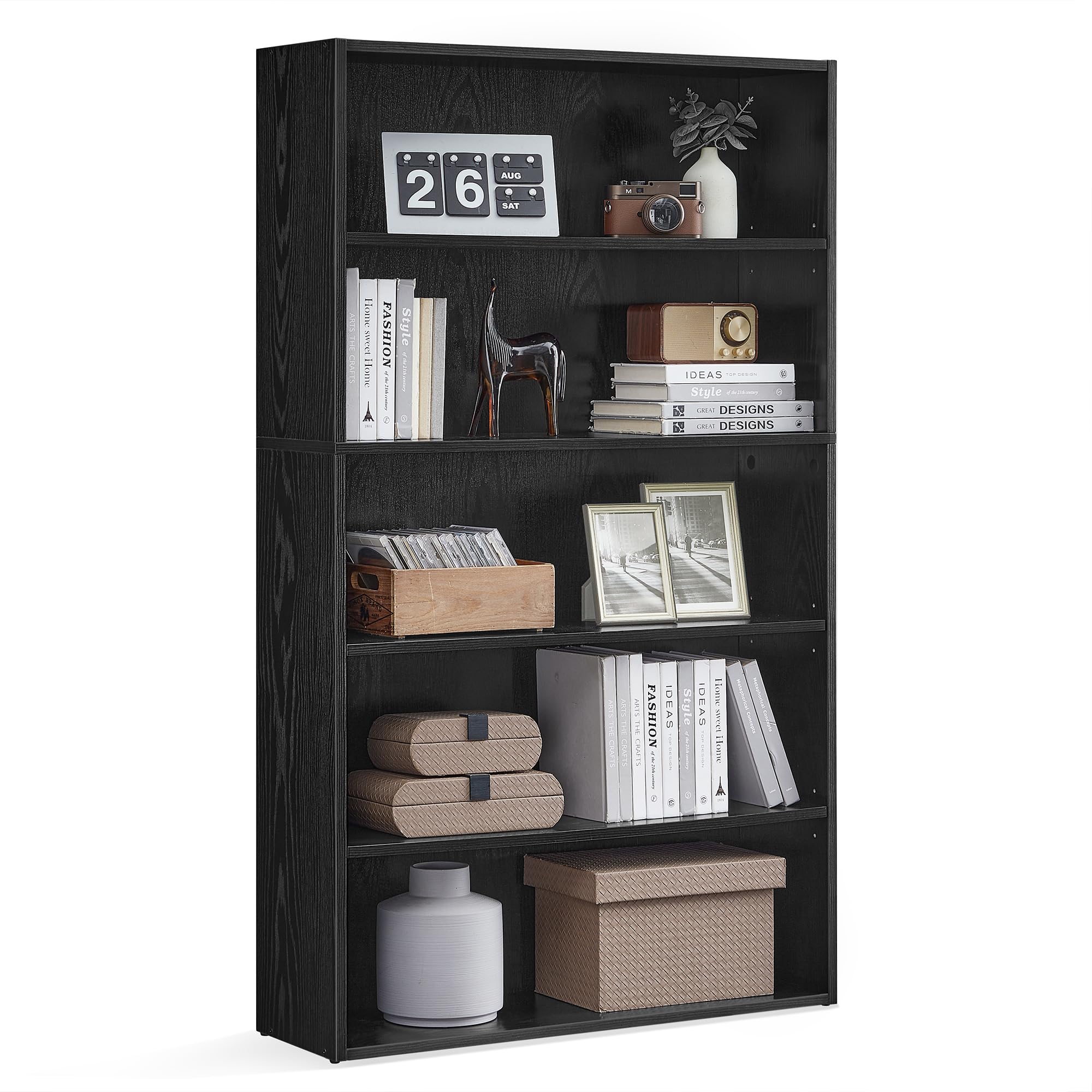Photo 1 of VASAGLE Bookshelf, 30 Inches Wide, 5-Tier Open Bookcase with Adjustable Storage Shelves, Floor Standing Unit, Ebony Black ULBC175T56