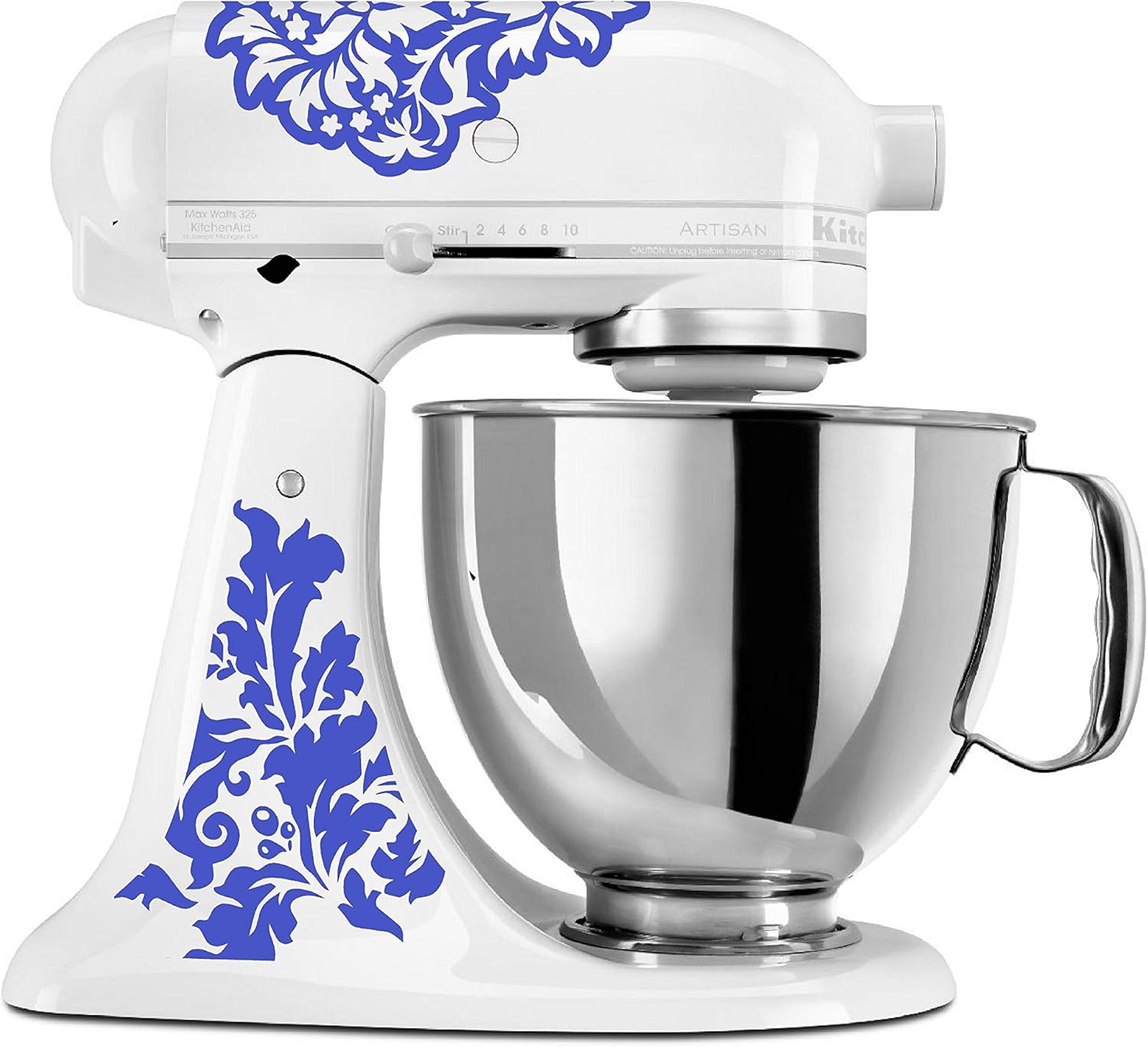 Damask Flowers Decal Set for Kitchenaid Mixers (Blue)
