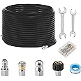 M MINGLE Sewer Jetter Kit for Pressure Washer, 1/4 Inch NPT, 100 Feet Hose, Button Nose and Rotating Sewer Jetting Nozzle, Orifice 4.0, 4.5, Pressure 3600 PSI