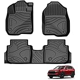 Powerty Floor Mats for Honda CR-V 2023 2024 2025 2026 (Include Hybrid) Accessories All Weather Car Floor Mats, 3D TPE Anti-Slip Liners for Car, 1st & 2nd Row Black