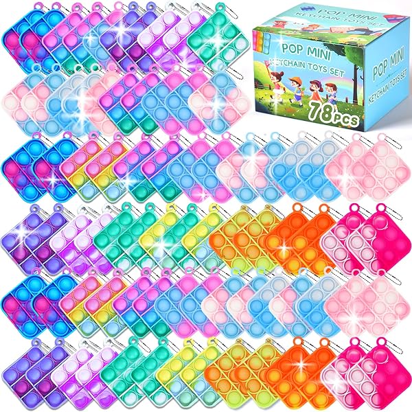 21 Porte-clés Pop-It – Calendrier De L’Avent Surprise – Jouets Anti-stress Et Fidget – Cadeau Pour Enfants – Idéal Pour Sacs à Surprises Et Anniversaires