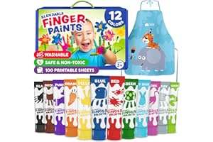 MOMO & NASHI Toddler Finger Paint - Washable Paint for Kids 1-3, Finger Painting for Toddlers 1-3 - Non Toxic Baby Safe Toddler Craft Supplies for Hand and Feet - Skin Safe Baby Arts and Crafts for Kids Gifts