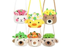 CROCHETOBE Crochet Kit for Beginners, Crochet Starter Kits with Step-by-Step Instructions and Video Tutorials, Complete Beginner Crochet Plant Kit for Adults Kids, 6 PCS Hanging Potted Plants Family